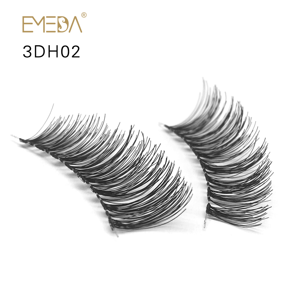 3D Eyelash Wholesale 100% Human Hair Lash Eyelash 3DH02 With Custom Eyelash Packaging JE55